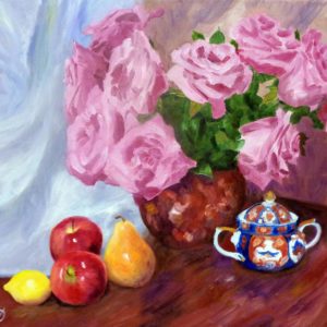 Cabbage-Roses-and-Sugar-Bowl-18x24